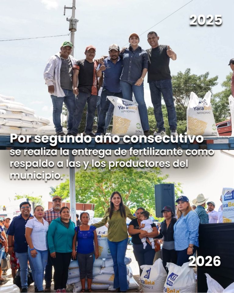 POR SEGUNDO AÑO CONSECUTIVO. SE REALIZO LA ENTREGA DE FERTILIZANTE COMO RESPALDO A LAS Y LOS PRODUCTORES DEL MUNICIPIO