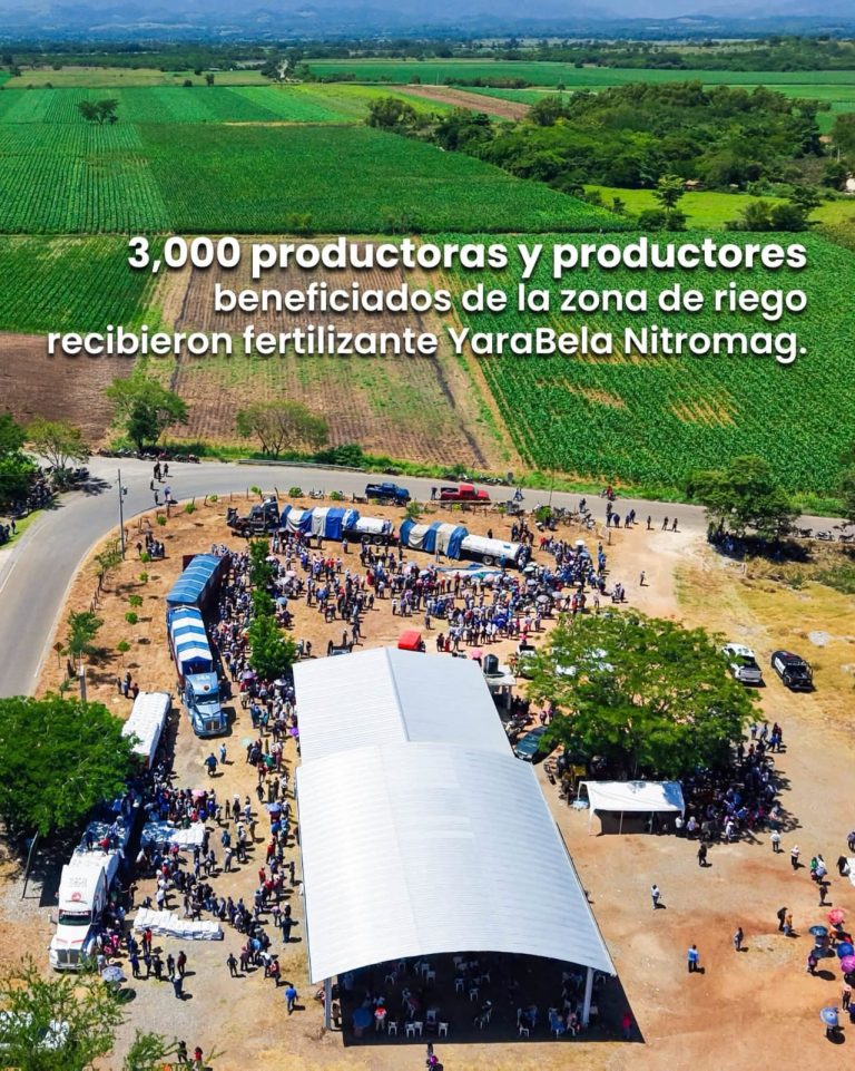 3,000 PRODUCTORAS Y PRODUCTORES BENEFICIADOS DE LA ZONA DE RIEGO RECIBIERON FERTILIZANTE YARABELA NITROMAG